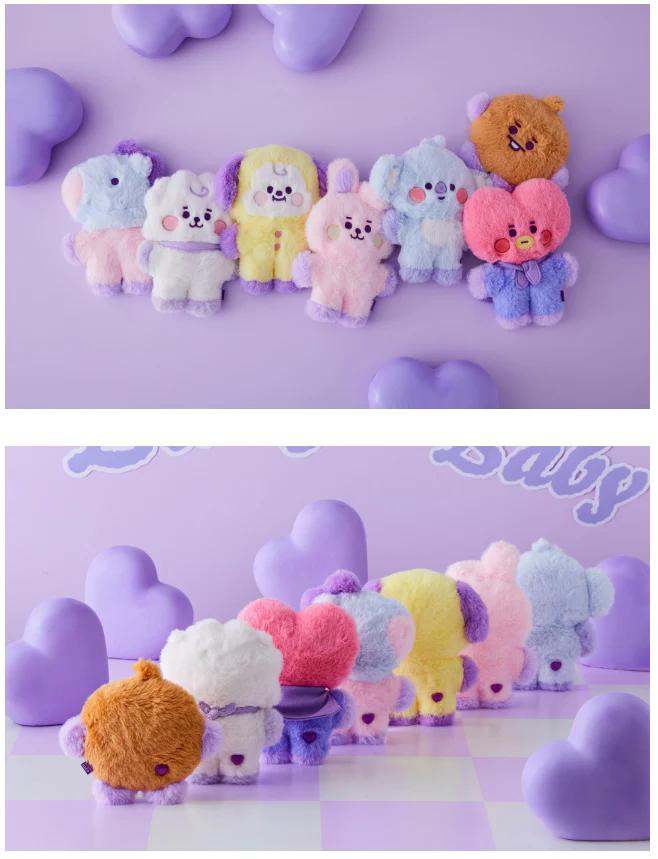 BT21 BABY FLAT FUR PURPLE HEART EDITION [STANDING DOLL] - Image 4