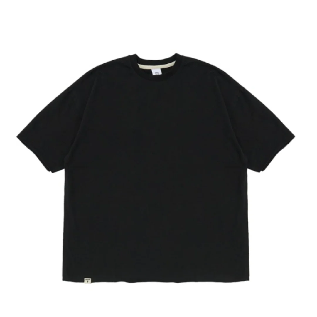 A NOTHING - BTS JUNGKOOK VINTAGE P. DYEING CUT-OUT BOX 1/2 TEE Black - Image 2
