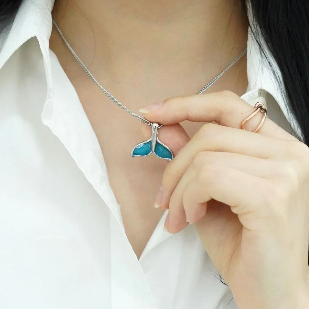 BTS Jungkook's pick - Silver / Blue Dolphin Tail Pendant Necklace(Abandoned Animals Charity Sponsorship) - Image 5