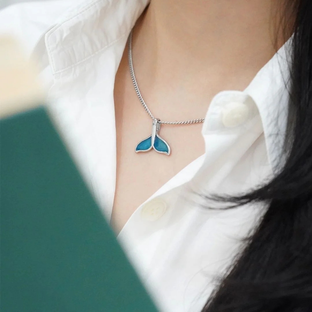 BTS Jungkook's pick - Silver / Blue Dolphin Tail Pendant Necklace(Abandoned Animals Charity Sponsorship) - Image 7