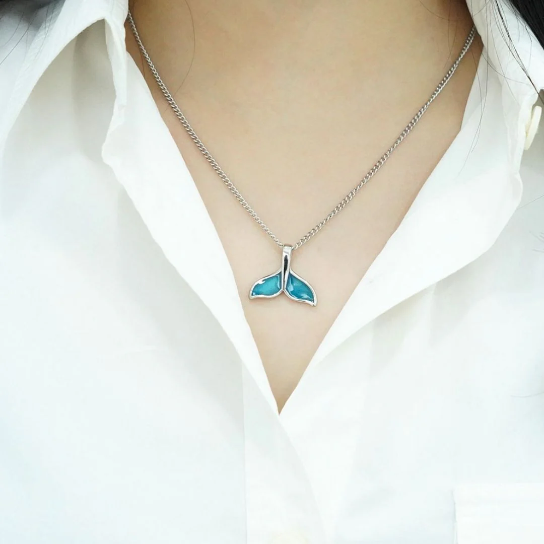 BTS Jungkook's pick - Silver / Blue Dolphin Tail Pendant Necklace(Abandoned Animals Charity Sponsorship) - Image 9